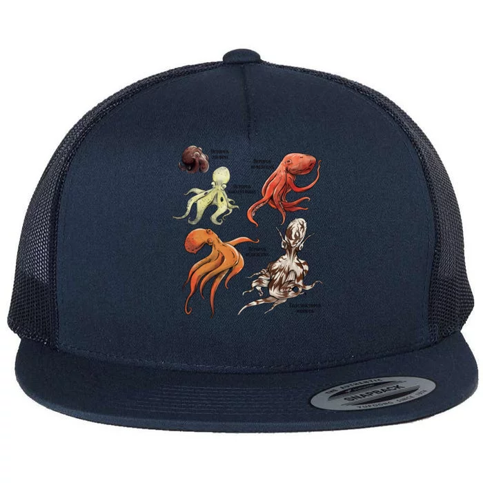 Octopus Sea Animals Species Flat Bill Trucker Hat