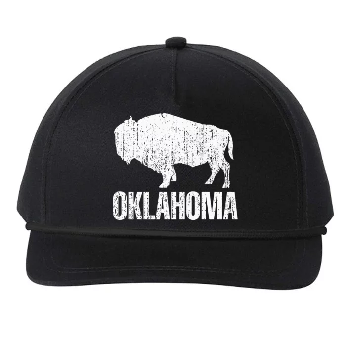 Oklahoma S.T.A.Te. And American Buffalo Bison Snapback Five-Panel Rope Hat