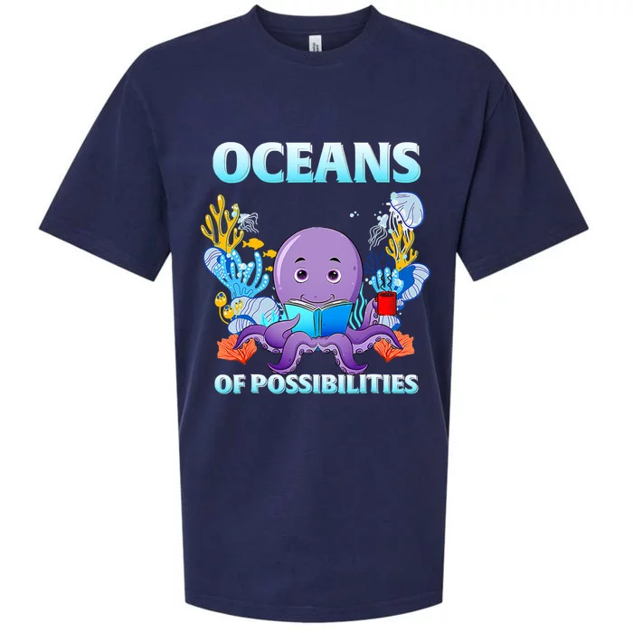 Octopus Sea Animal Summer Reading Oceans Of Possibilities Gift Sueded Cloud Jersey T-Shirt