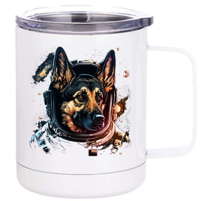 Outer Space Alsatian On Galaxy Astronaut Ger Shepherd Gift Front & Back 12oz Stainless Steel Tumbler Cup