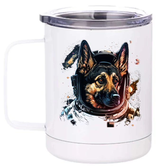 Outer Space Alsatian On Galaxy Astronaut Ger Shepherd Gift Front & Back 12oz Stainless Steel Tumbler Cup