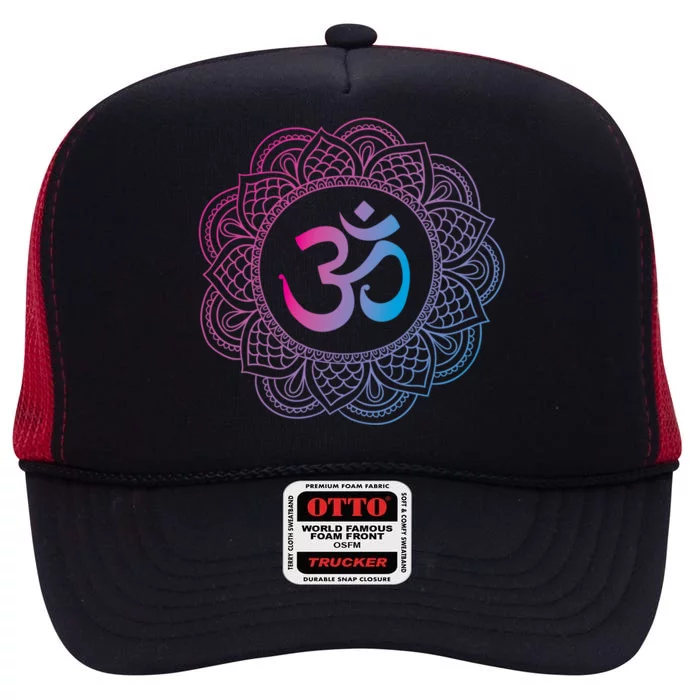 Om Symbol Aum Ohm Hindu Dala Yoga Meditation Namaste Gift High Crown Mesh Trucker Hat