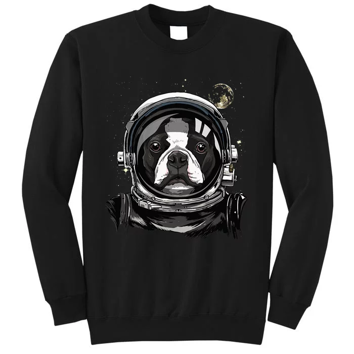 Outer Space Astronaut Boston Bull Terrier Dog Astronomy Tall Sweatshirt