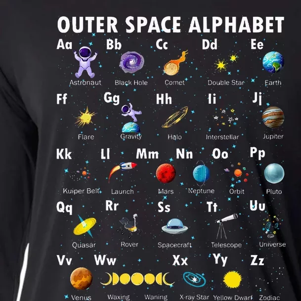 Outer Space Alphabet Kindergarten Teachers Cooling Performance Long Sleeve Crew