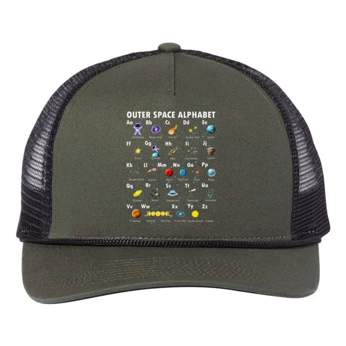 Outer Space Alphabet Kindergarten Teachers Retro Rope Trucker Hat Cap