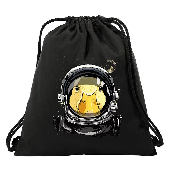 Outer Space Astronaut Duck Face Galaxy Waterfowl Hunting Drawstring Bag