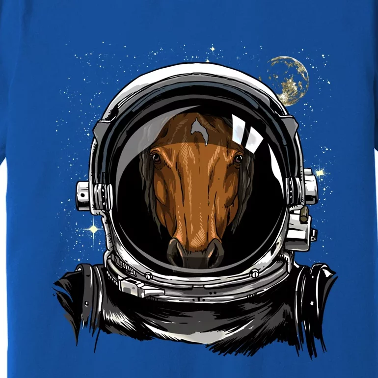 Outer Space Astronaut Horse Face Cow Horse Lover Galaxy Gift Premium T-Shirt