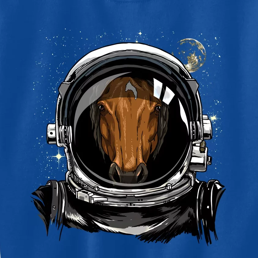 Outer Space Astronaut Horse Face Cow Horse Lover Galaxy Gift Kids Sweatshirt