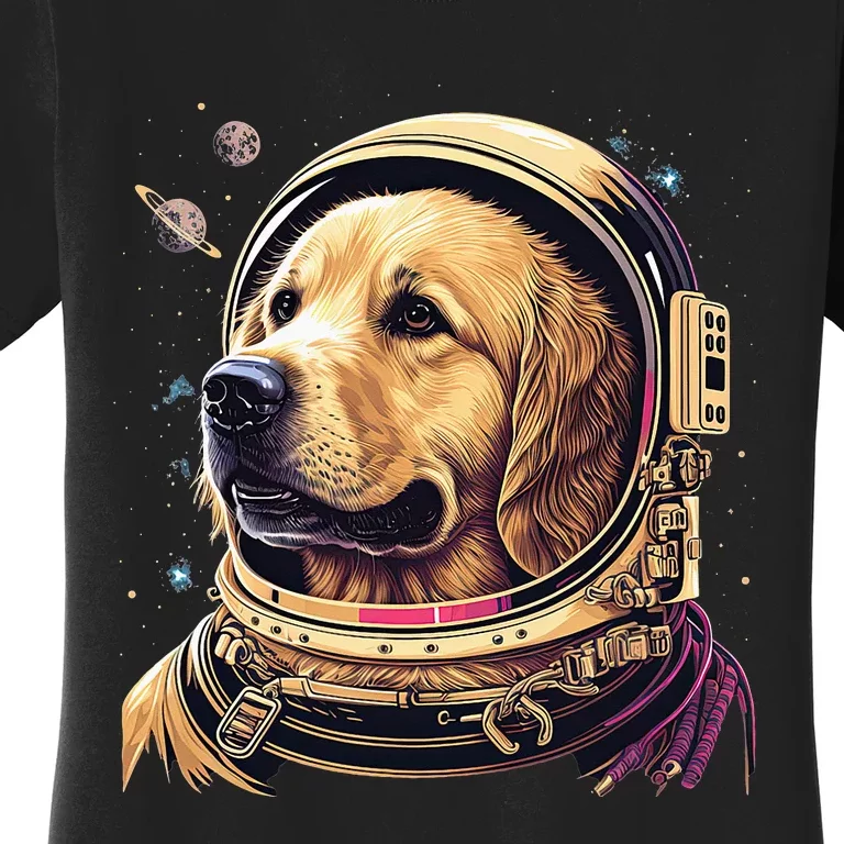 Outer Space Astronaut Golden Retriever Lover Dog Lover Women's T-Shirt