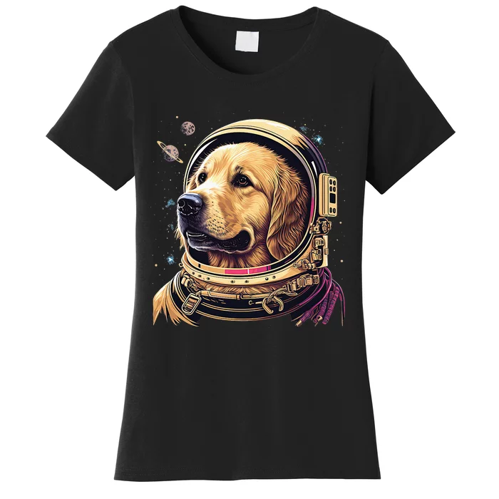 Outer Space Astronaut Golden Retriever Lover Dog Lover Women's T-Shirt