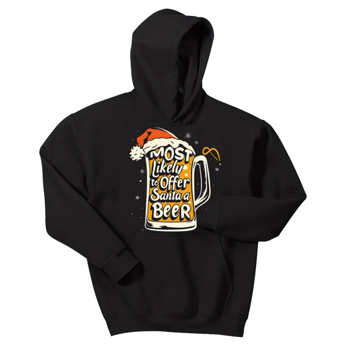 Offer Santa A Beer Funny Christmas Kids Hoodie