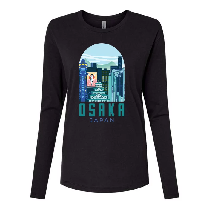 Osaka Japan City Womens Cotton Relaxed Long Sleeve T-Shirt