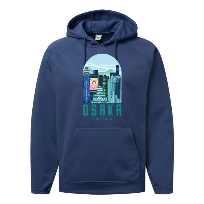 Osaka Japan City Performance Fleece Hoodie