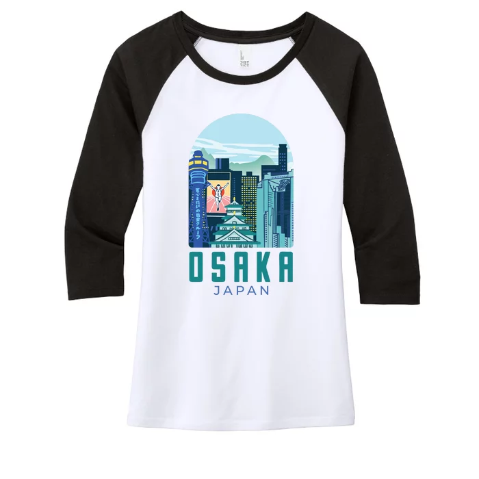 Osaka Japan City Women's Tri-Blend 3/4-Sleeve Raglan Shirt