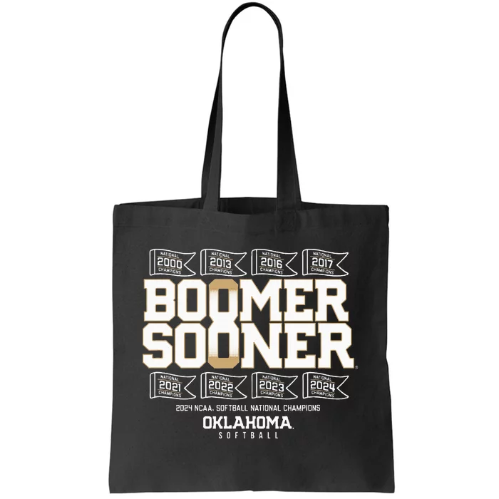 Oklahoma Softball Boomer Sooner 8time Champs Tote Bag