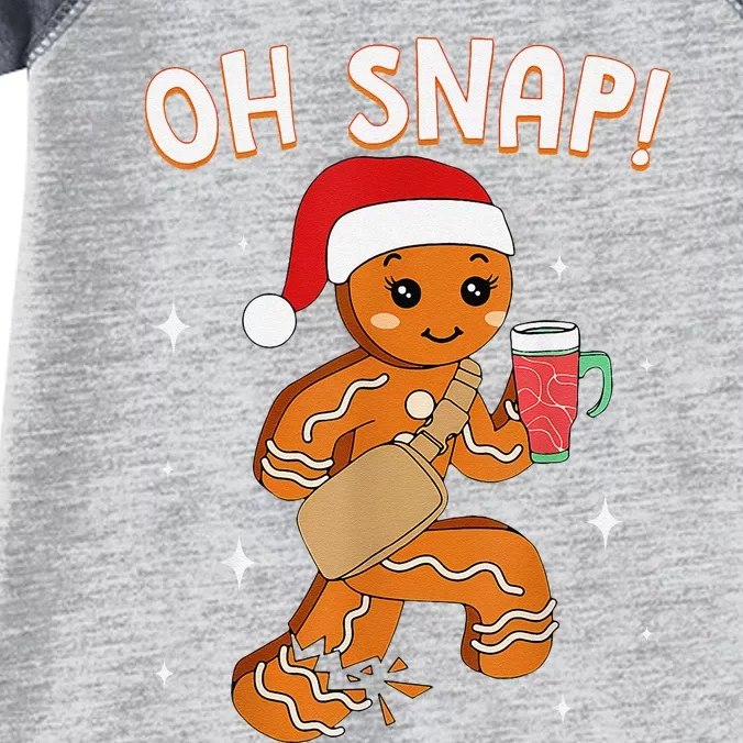 Oh Snap! Bougie Gingerbread Man Cookie Funny Christmas Infant Baby Jersey Bodysuit