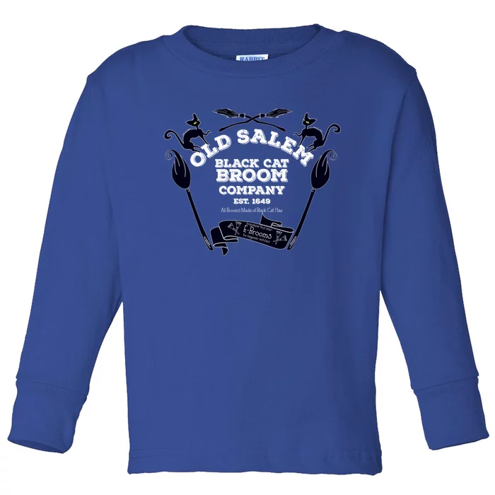 Old Salem Black Cat Broom Company Co Est Established Sign Gift Toddler Long Sleeve Shirt