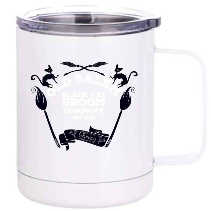 Old Salem Black Cat Broom Company Co Est Established Sign Gift Front & Back 12oz Stainless Steel Tumbler Cup