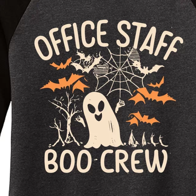 Office Staff Boo Crew Funny Halloween Women's Tri-Blend 3/4-Sleeve Raglan Shirt