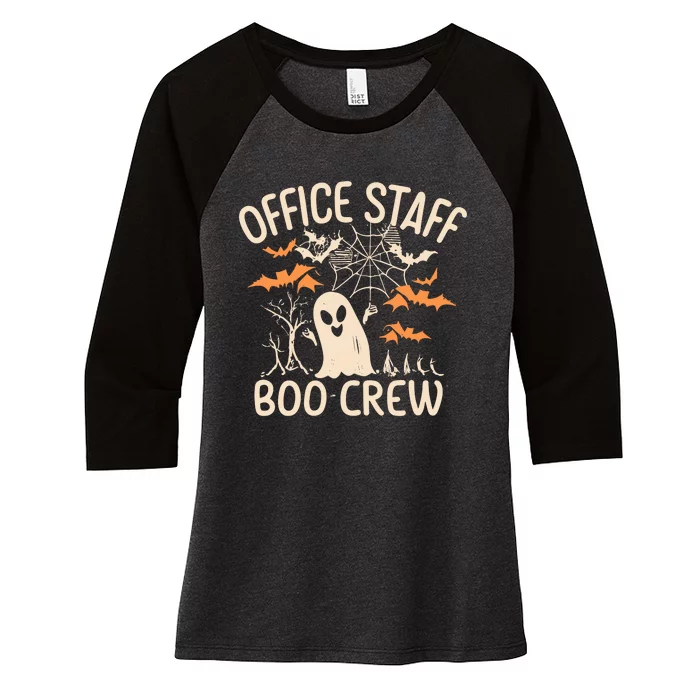 Office Staff Boo Crew Funny Halloween Women's Tri-Blend 3/4-Sleeve Raglan Shirt