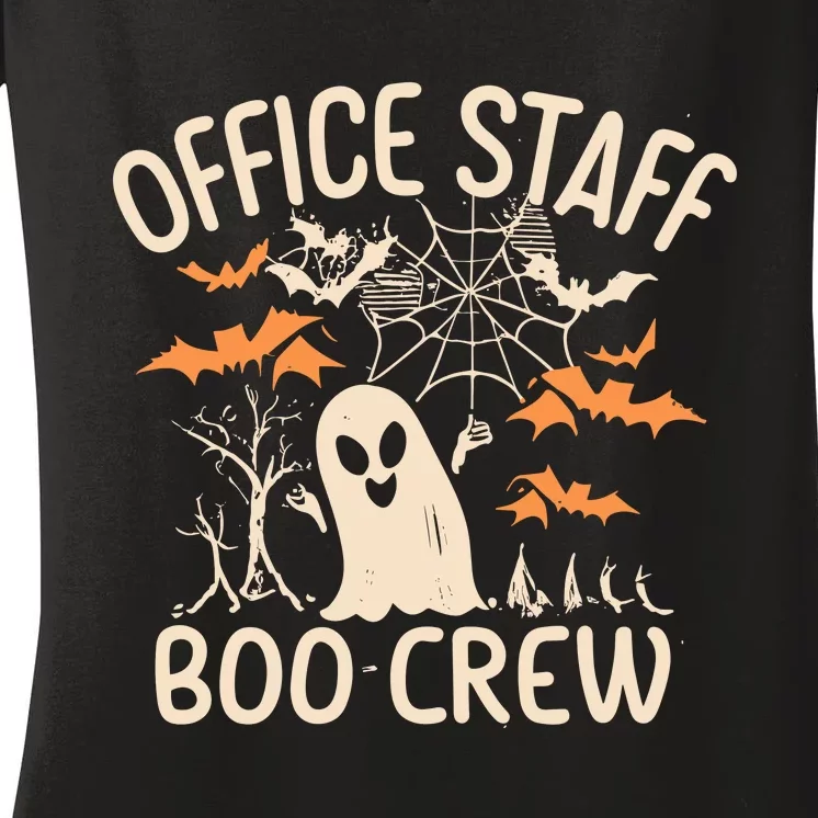 Office Staff Boo Crew Funny Halloween Women's V-Neck T-Shirt