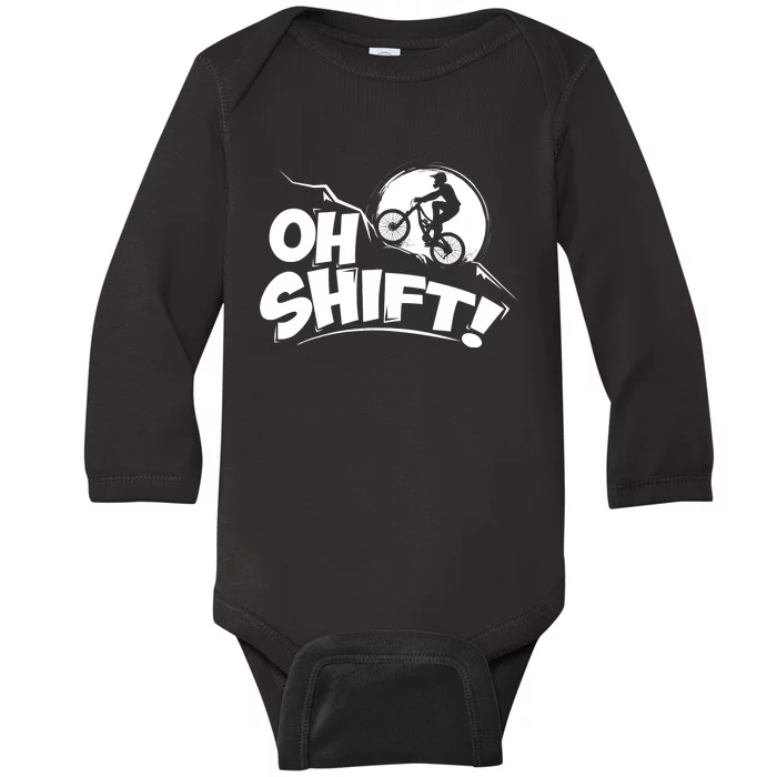 Oh Shift! - Bicycle Gift for Bike Riders & Cyclists Baby Long Sleeve Bodysuit