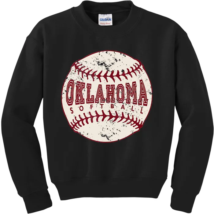 Oklahoma Softball Ball Kids Sweatshirt