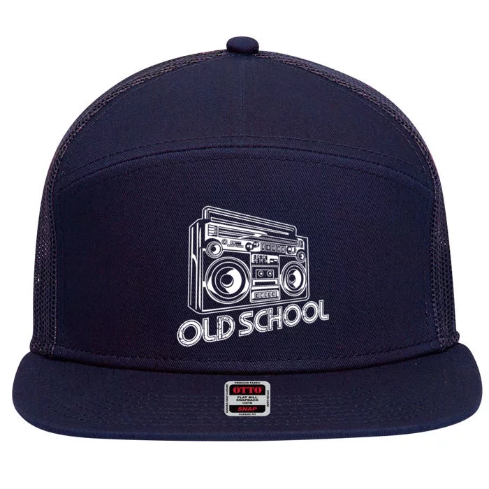 Old School Boombox 80s Rap 7 Panel Mesh Trucker Snapback Hat