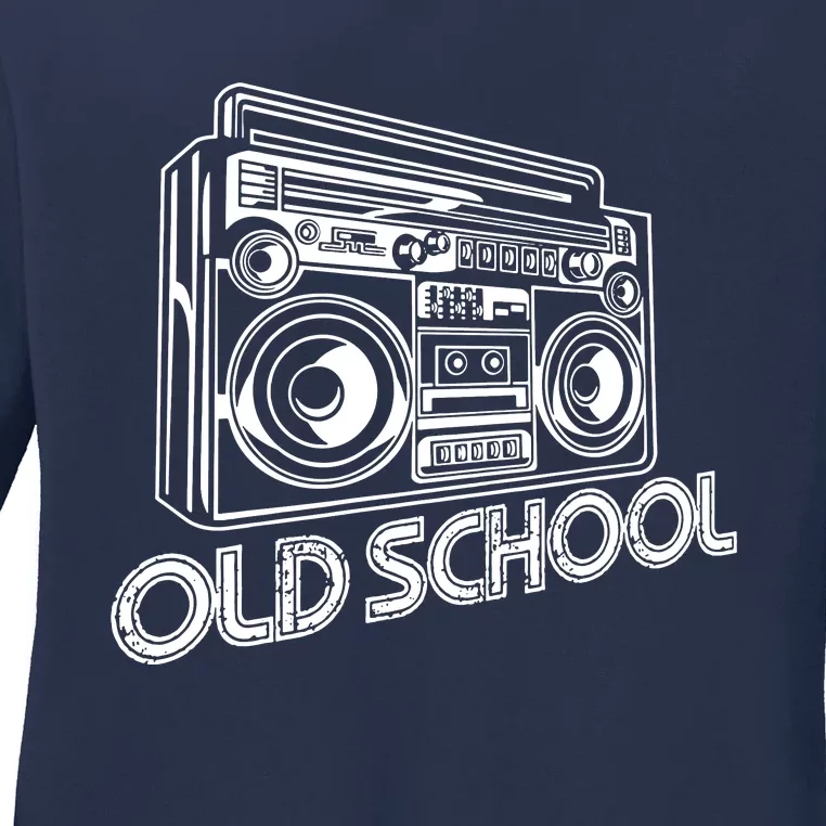 Old School Boombox 80s Rap Ladies Long Sleeve Shirt