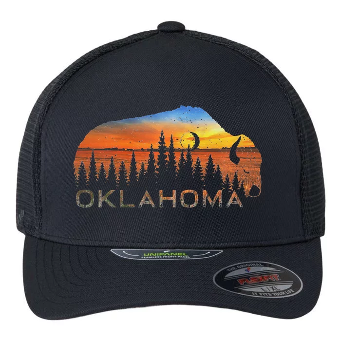 Oklahoma Sunset Buffalo Flexfit Unipanel Trucker Cap