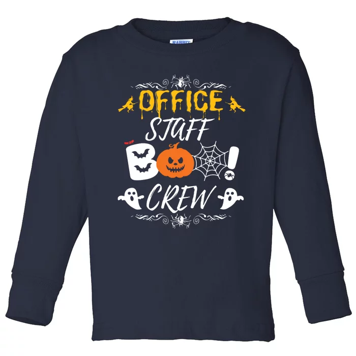 Office Staff Boo Crew Funny Halloween Matching Costume Toddler Long Sleeve Shirt