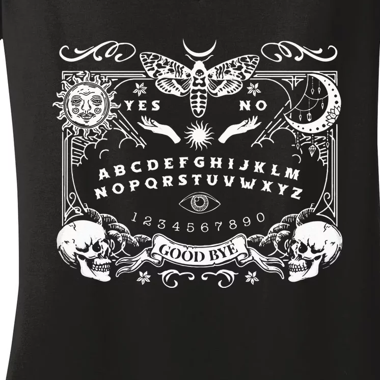 Ouija Spirit Board Gothic Witchcraft Occult Halloween Rib Women's V-Neck T-Shirt