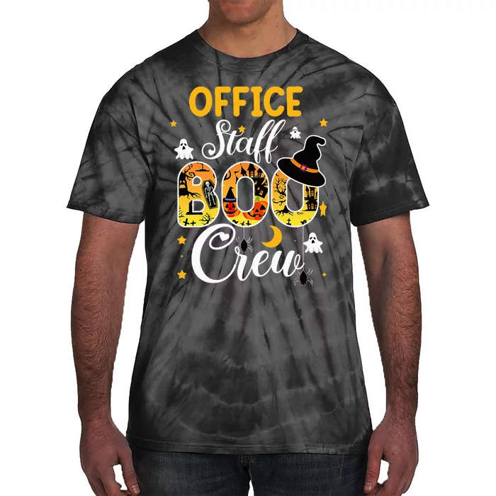 Office Staff Boo Crew Funny Halloween Matching Costume Tie-Dye T-Shirt