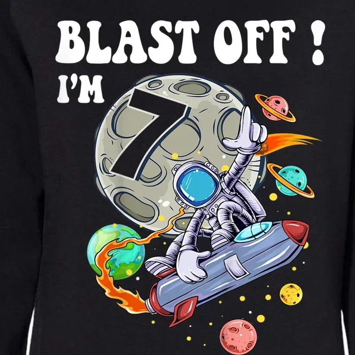 Outer Space Blast Off 7 Year Old 7th Birthday Party Womens California Wash Sweatshirt