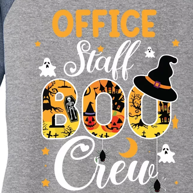 Office Staff Boo Crew Funny Halloween Matching Costume Women's Tri-Blend 3/4-Sleeve Raglan Shirt