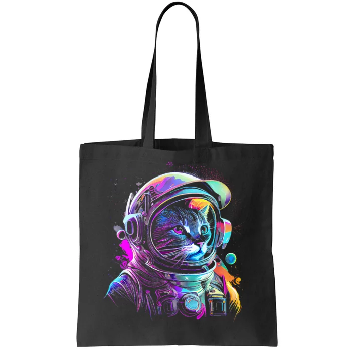 Outer Space Cat Kitty Astronaut Animal Face Tote Bag