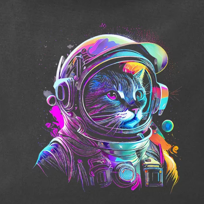 Outer Space Cat Kitty Astronaut Animal Face Zip Tote Bag