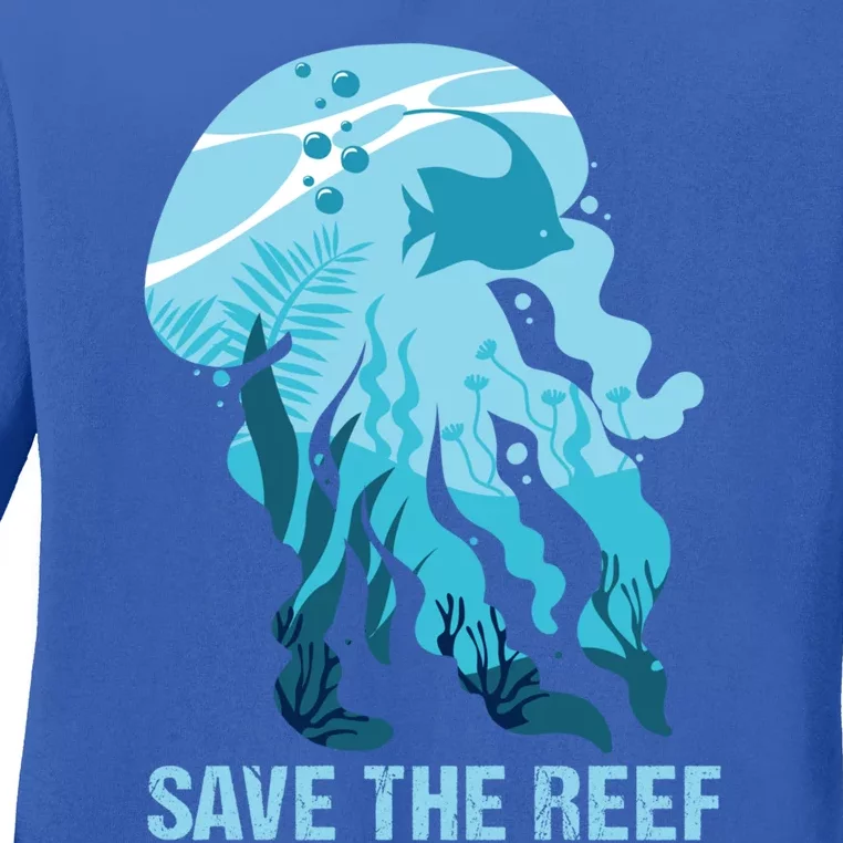 Ocean Sea Creatures Jellyfish Fish Save The Reef Funny Gift Ladies Long Sleeve Shirt