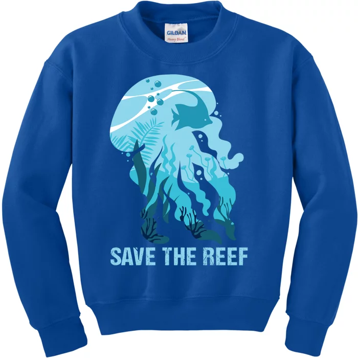 Ocean Sea Creatures Jellyfish Fish Save The Reef Funny Gift Kids Sweatshirt