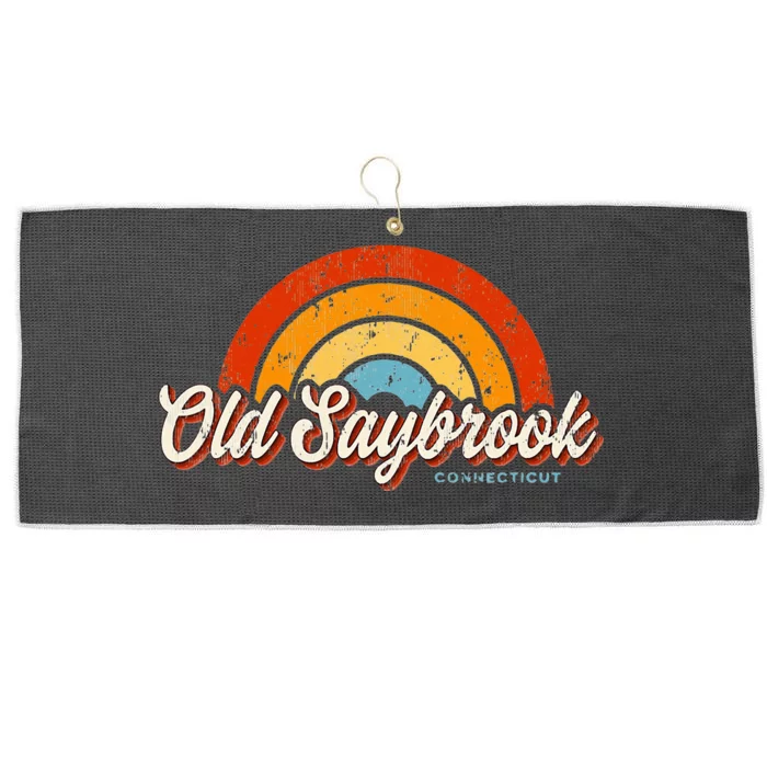 Old Saybrook Connecticut Ct Vintage Rainbow Large Microfiber Waffle Golf Towel