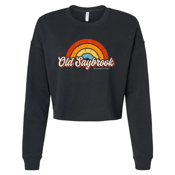 Old Saybrook Connecticut Ct Vintage Rainbow Cropped Pullover Crew