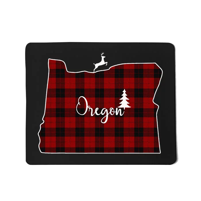 Oregon State Check Plaid Reindeer Christmas Gift For Family Mousepad