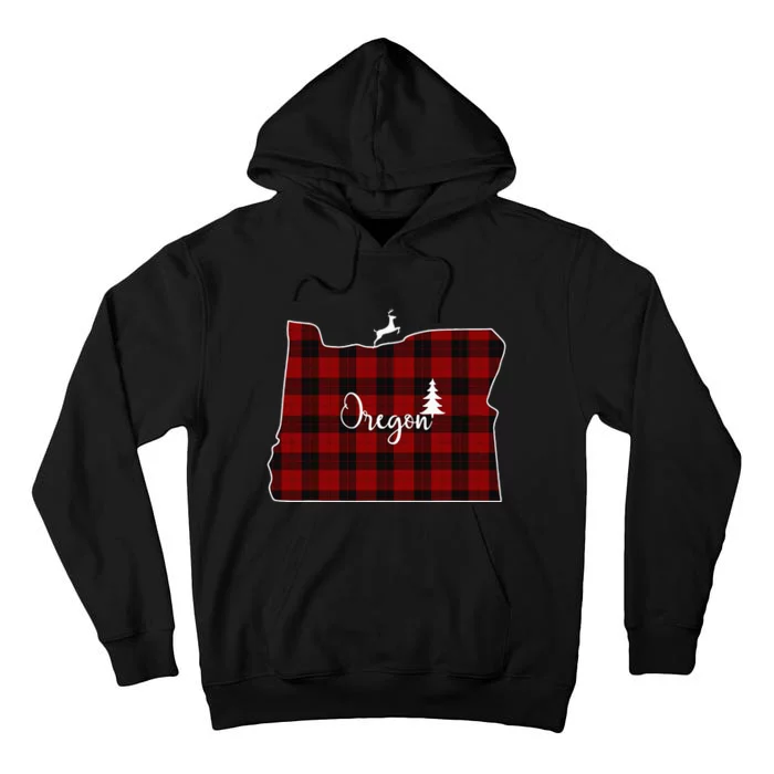 Oregon State Check Plaid Reindeer Christmas Gift For Family Tall Hoodie