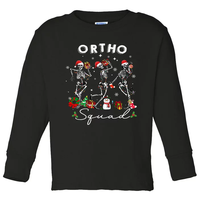 Ortho Squad Christmas Skeletons Orthopedics Nurse Rn Crew Toddler Long Sleeve Shirt