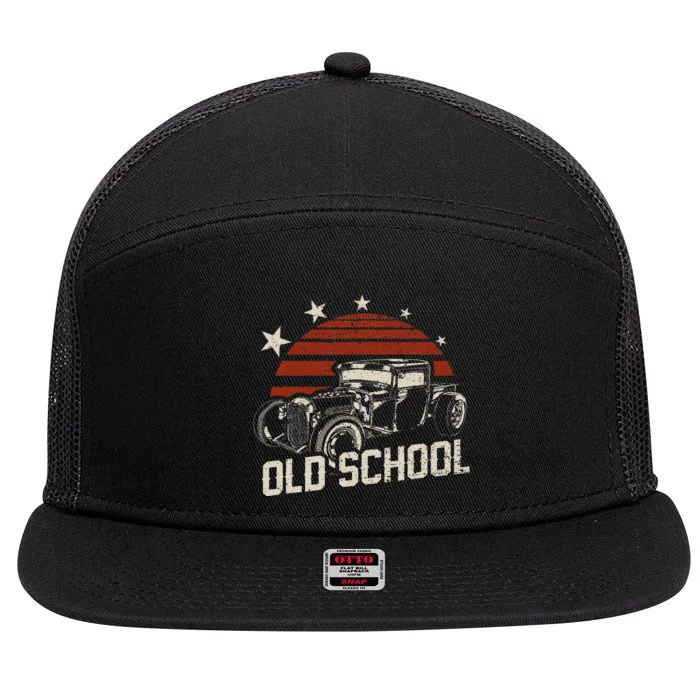 Old School Classic Car Rockabilly Hotrod 7 Panel Mesh Trucker Snapback Hat