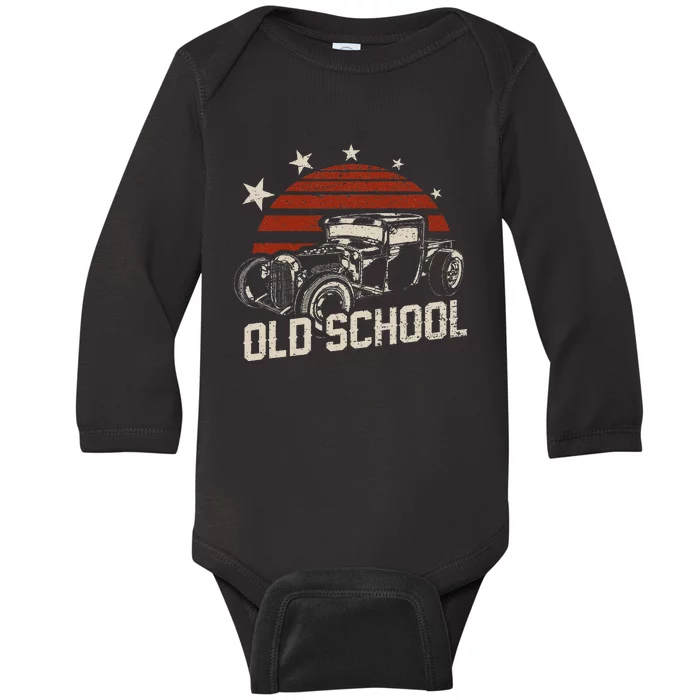 Old School Classic Car Rockabilly Hotrod Baby Long Sleeve Bodysuit