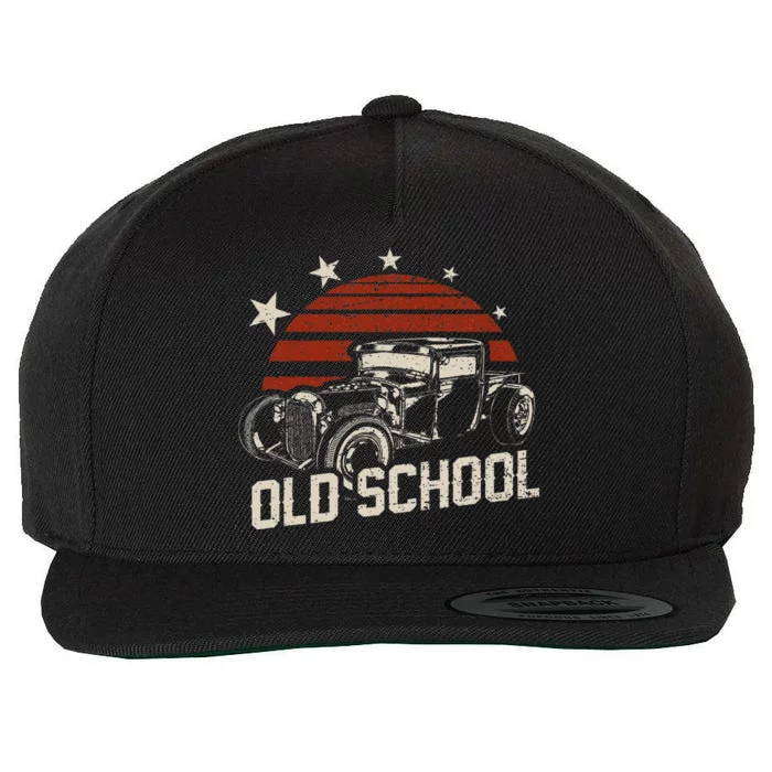 Old School Classic Car Rockabilly Hotrod Wool Snapback Cap