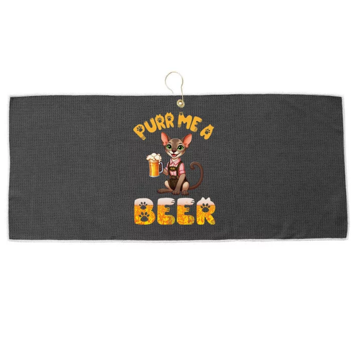 Oriental Shorthair Cat Bavarian Drinking Beer Purr Me A Beer Large Microfiber Waffle Golf Towel