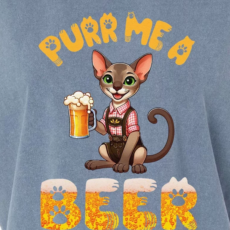 Oriental Shorthair Cat Bavarian Drinking Beer Purr Me A Beer Garment-Dyed Women's Muscle Tee