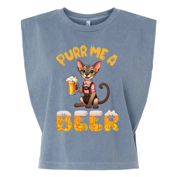 Oriental Shorthair Cat Bavarian Drinking Beer Purr Me A Beer Garment-Dyed Women's Muscle Tee